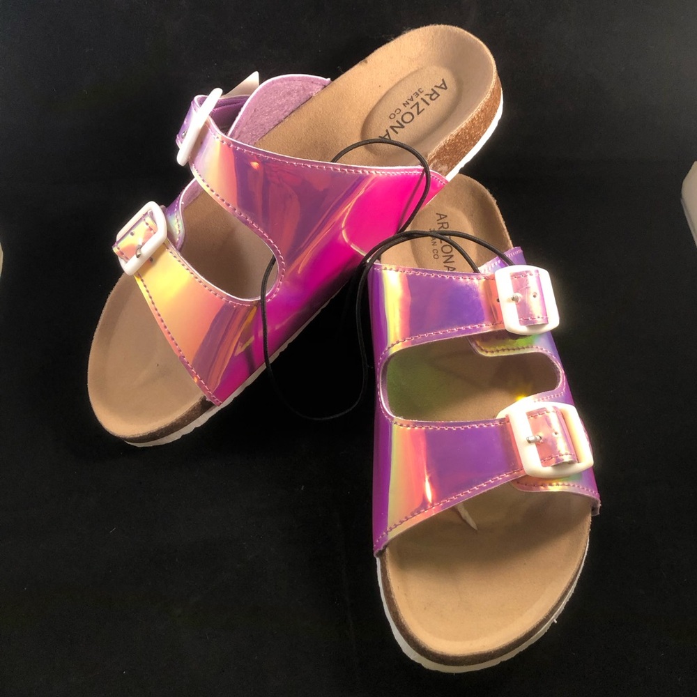 Arizona Jean Company Iridescent Pink Slide Sandals